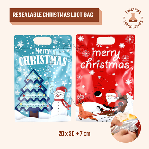 Resealable Christmas Loot Bag Zip Pouch