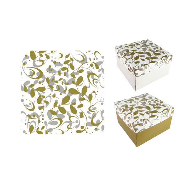 2-Pc Box - Gold Silver Print (8x8x5in, 10x10x5in, 12x12x5in)