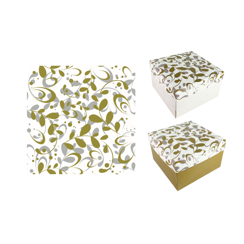 2-Pc Box - Gold Silver Print (8x8x5in, 10x10x5in, 12x12x5in)