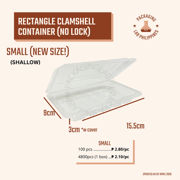 No Lock Rectangle Clamshell Container (4 Sizes)