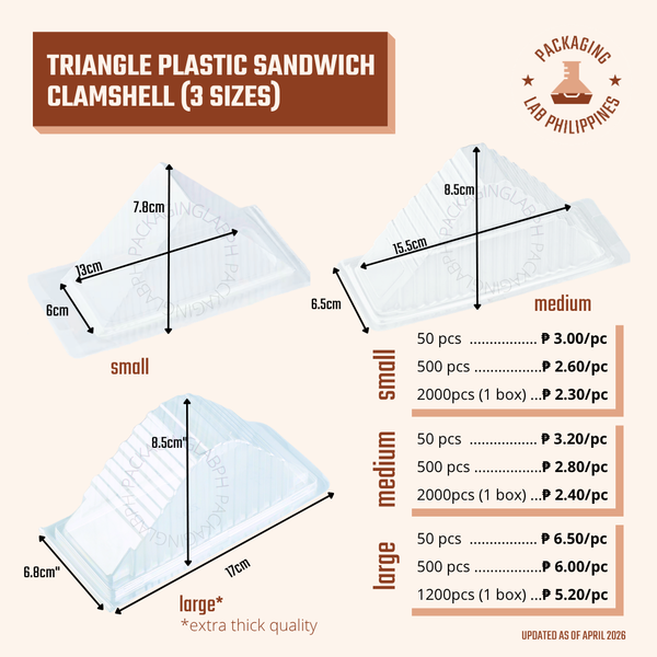 Sandwich Clamshell Container - Large (Premium Quality)
