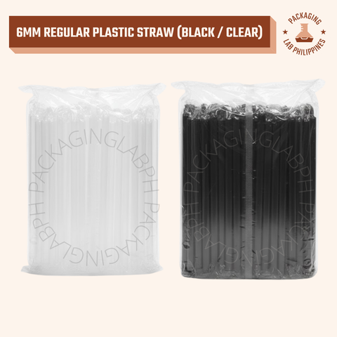 6mm Regular Plastic Straw (Black / Clear)