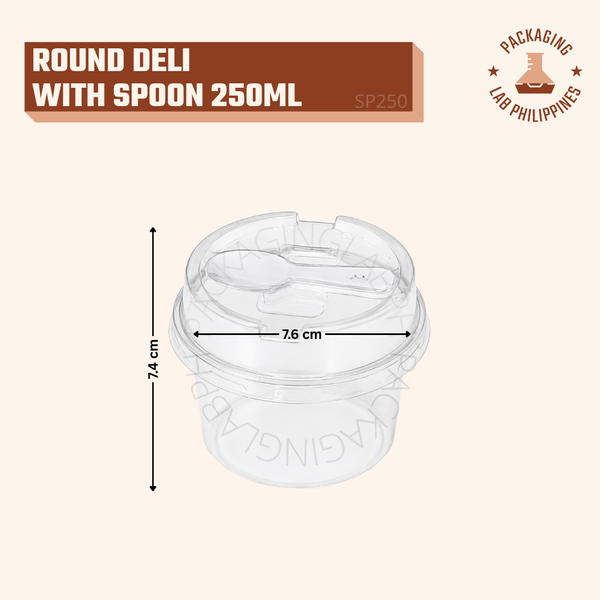 250ml Round Deli Pudding Cup with Spoon
