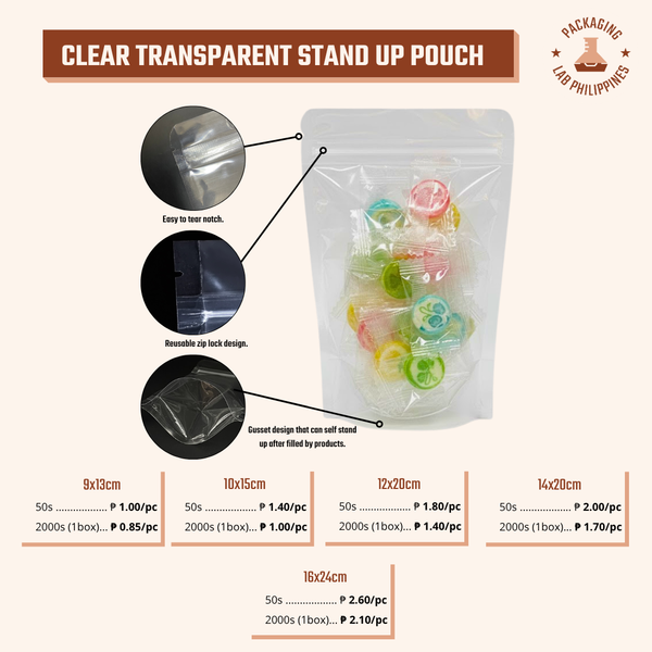Clear Transparent Stand Up Pouch
