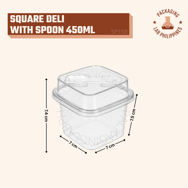 350ml Square Deli Cup with Spoon