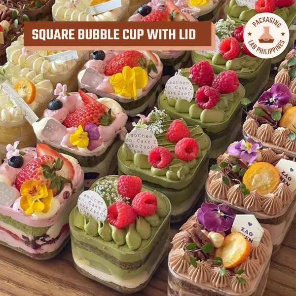 Square Deli Bubble Cup with Lid