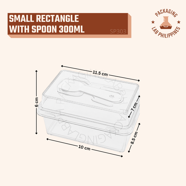 300ml Small Rectangle Deli Container with Spoon