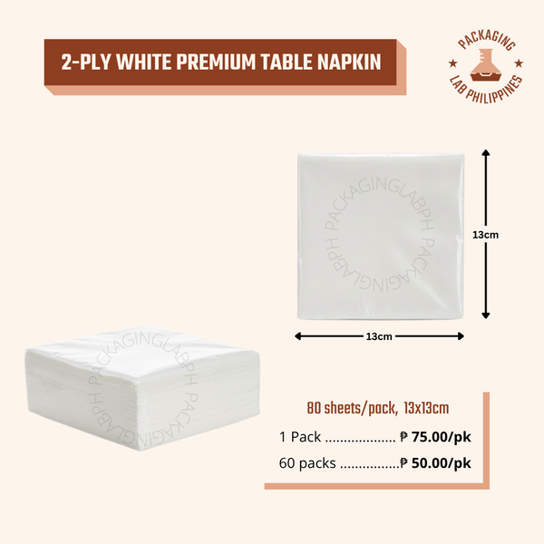 2-Ply Premium White Table Napkin 13x13cm