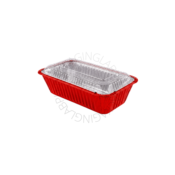 Colored Loaf Pan 205 with Lid (Red/Gold)