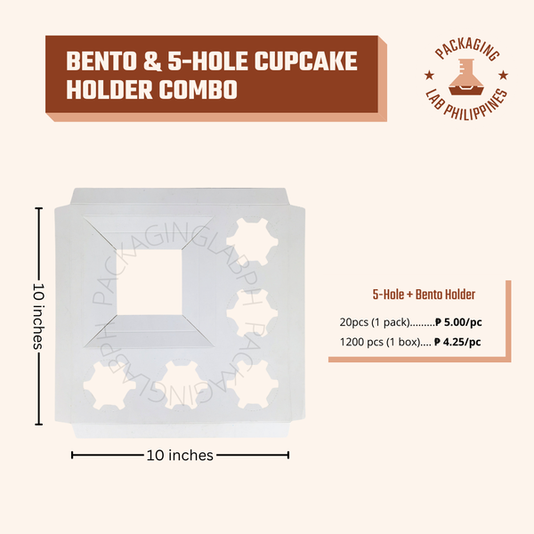 5-Hole Cupcake and Bento Cake Holder (5-Hole + Bento)