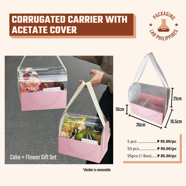 Corrugated Carrier with Acetate Cover / Premium Gift Box with Handle