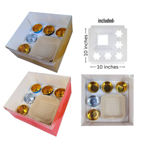 Bento Cake and Cupcake Combo Set Box with Clear Lid