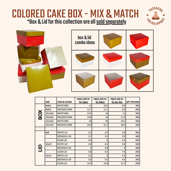 Red and Gold Colored Cake Box (Mix and Match)