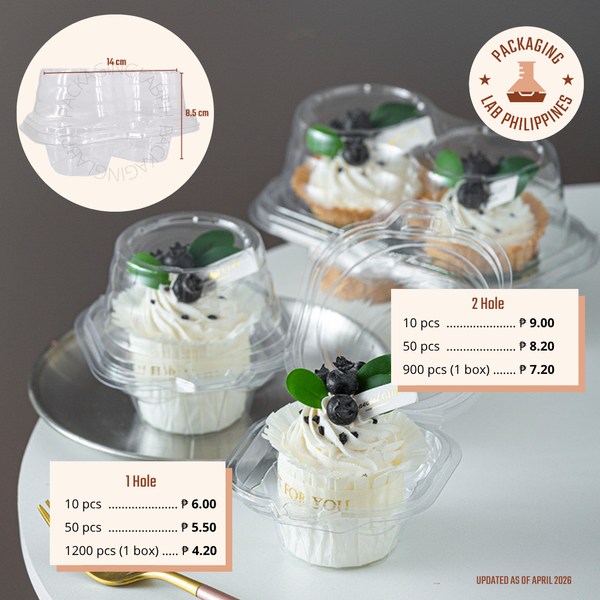 Tall Plastic Cupcake Clamshell (1 or 2 Hole)