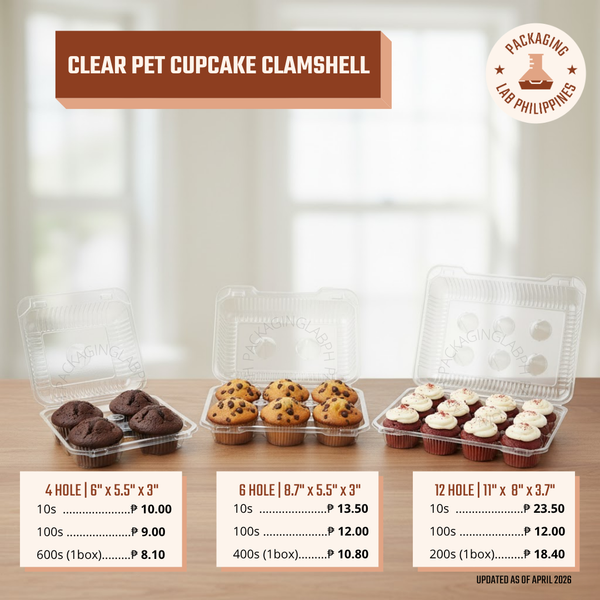 Clear Plastic Cupcake Clamshell (4/6/12 Hole)
