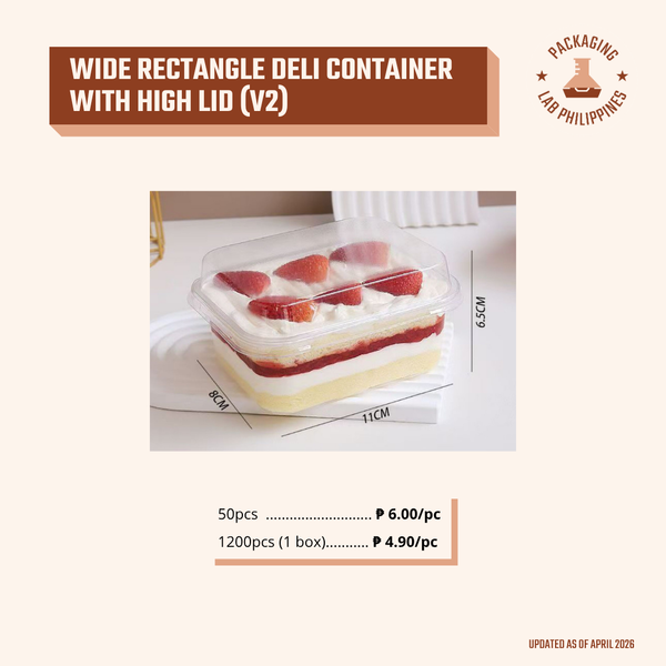 Wide Rectangle Deli Container with High Lid (V2)