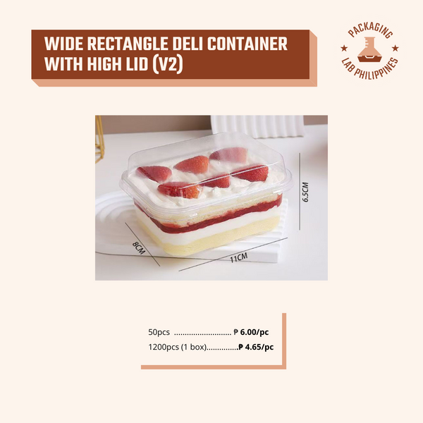 Wide Rectangle Deli Container with High Lid (V2)