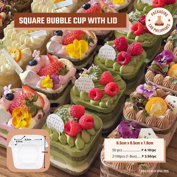 Square Deli Bubble Cup with Lid