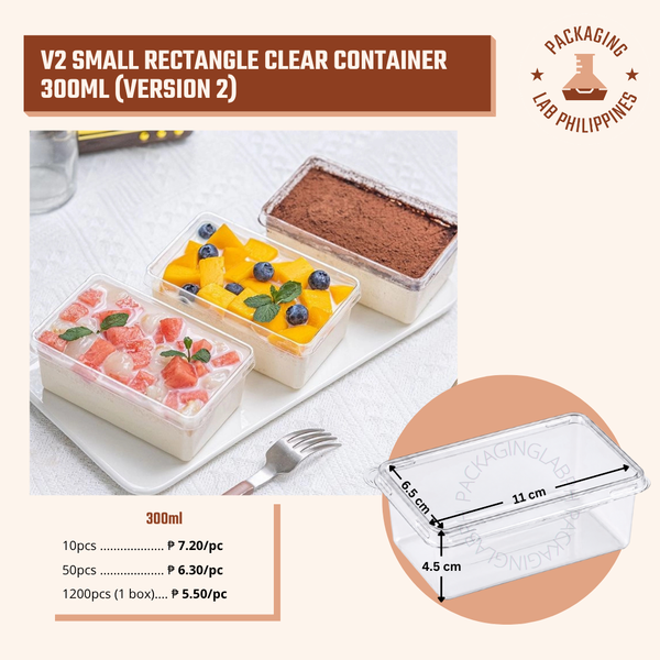 300ml Small Rectangle Clear Container V2