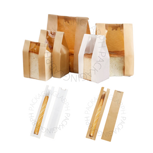 Regular Bread Toast Bag, Baguette Bag in Kraft / White