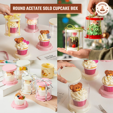 Round Acetate Solo Cupcake Box