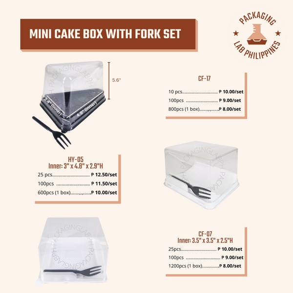 Mini Cake Box with Fork Set