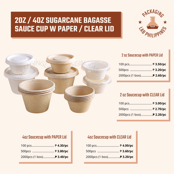 2oz. and 4oz. Sugarcane Bagasse Sauce Cup