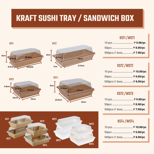 White / Kraft Sushi Tray ( 4 sizes)