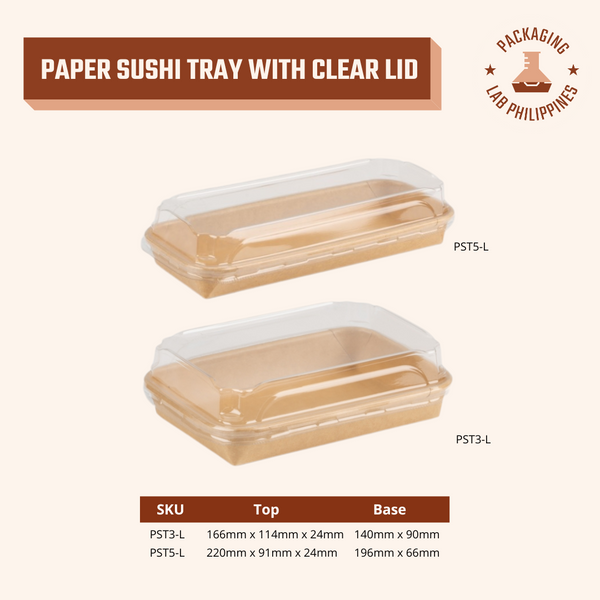 Paper Sushi Tray with Clear Lid