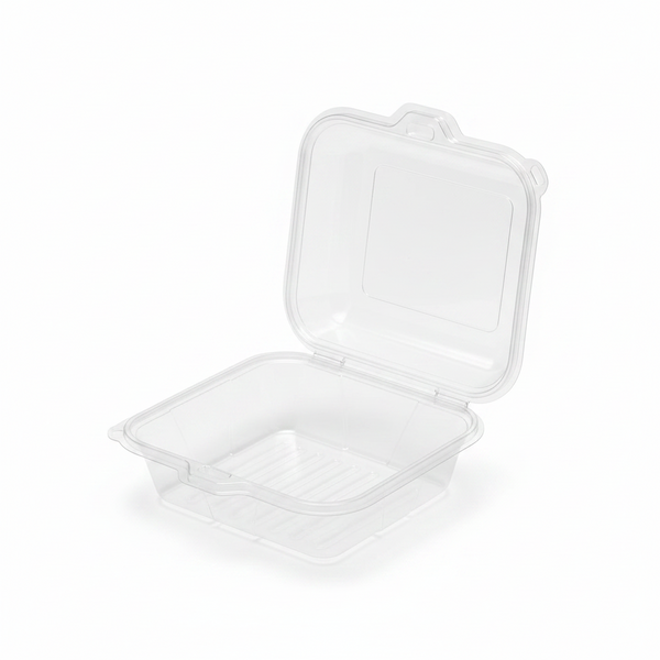 450ml Clear Square Clamshell / Plastic Bento Cake Box V2
