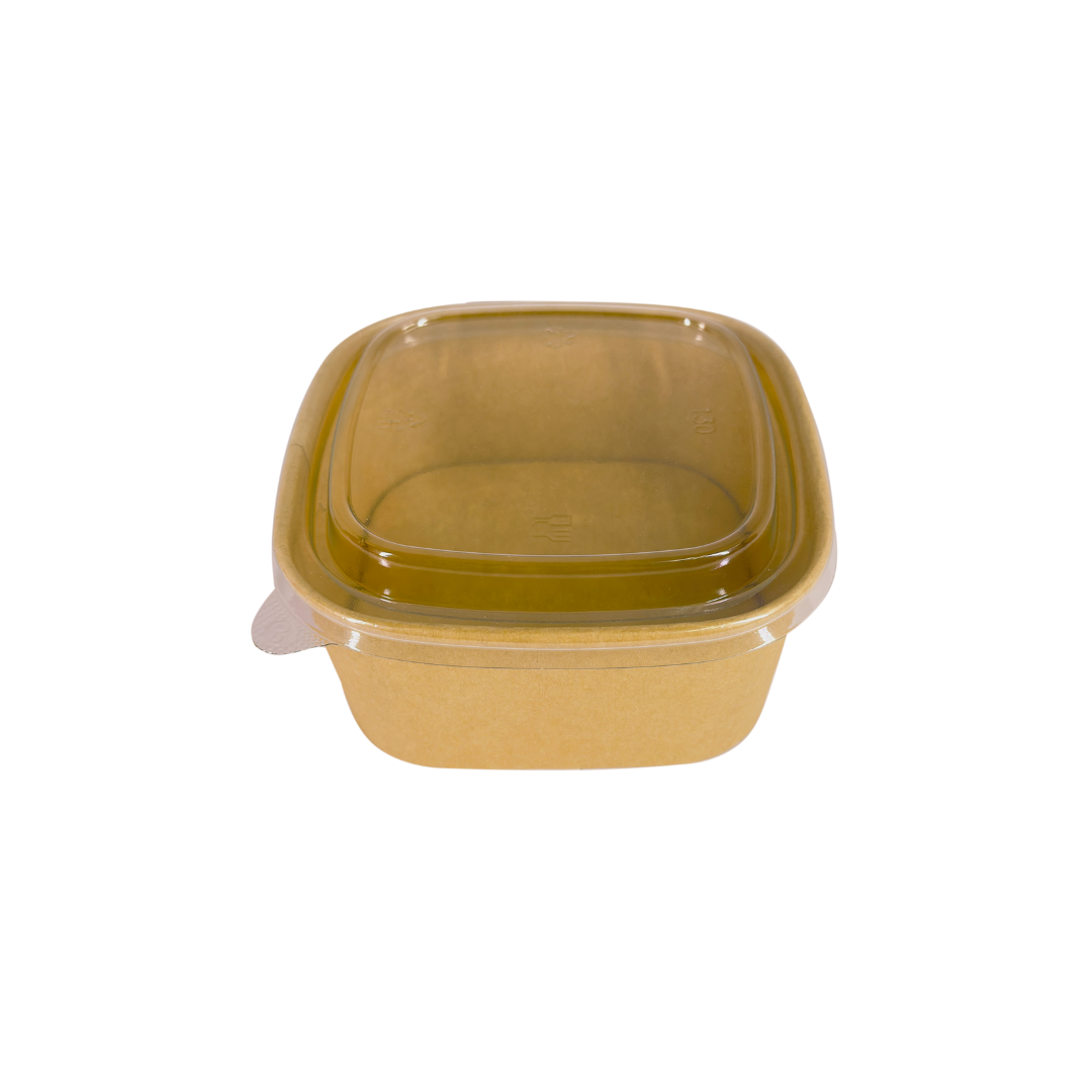 Square Kraft Tub with Clear Lid