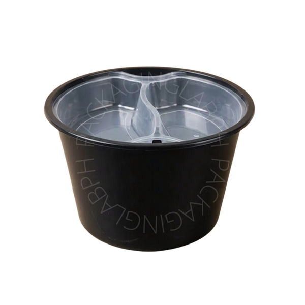 1750ml Clear & Black Ramen Bowl with Insert Trays