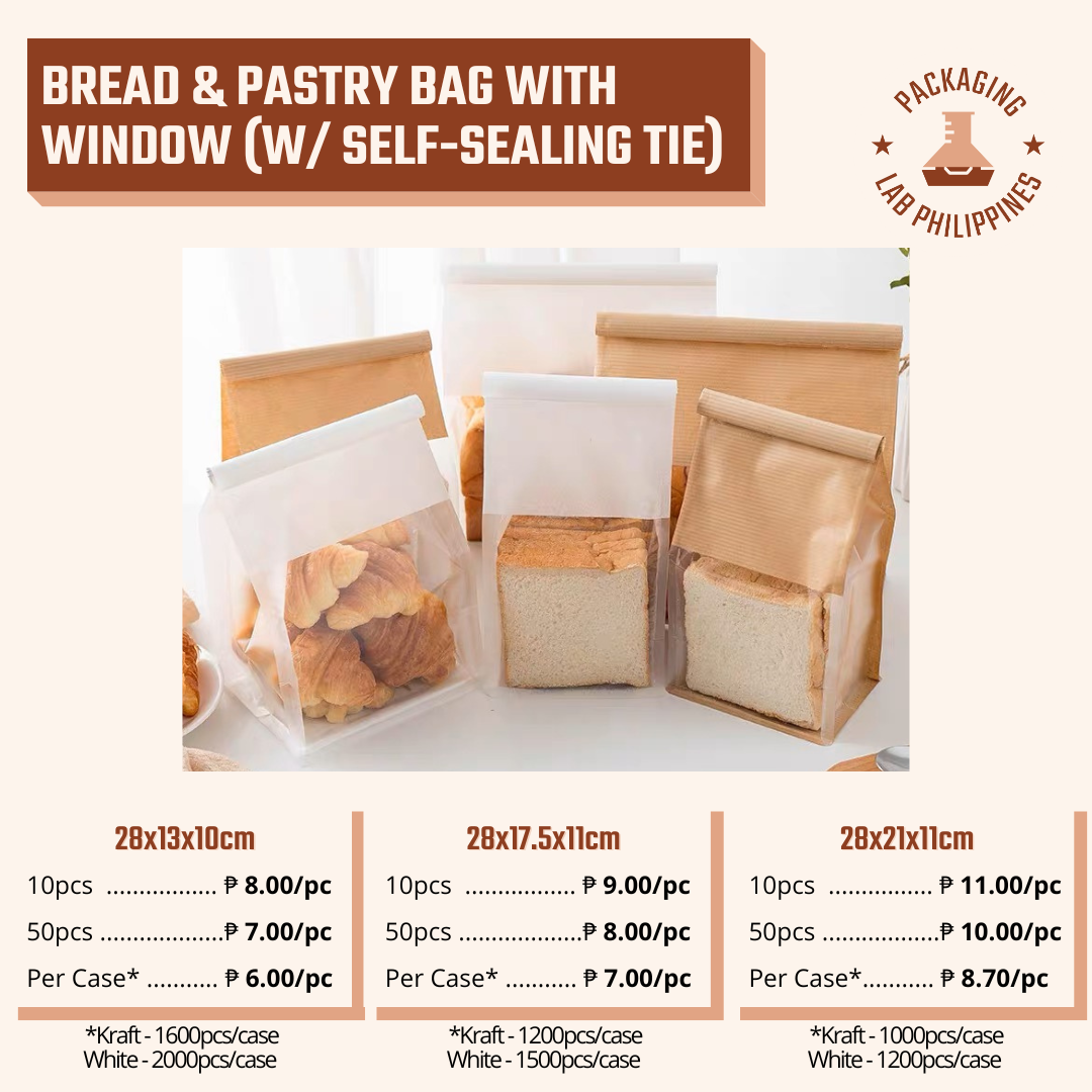 Bread & Pastry Bag with Window with Self-Sealing Tie – Packaging Lab ...