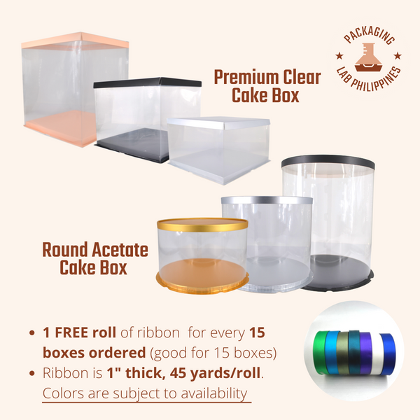 [BUY 20 GET 5 PROMO] Round Acetate Cake Box in Black, White, Gold, and Silver