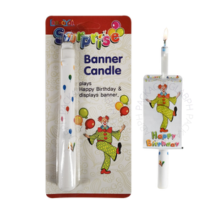 SURPRISE Happy Birthday Banner Candle