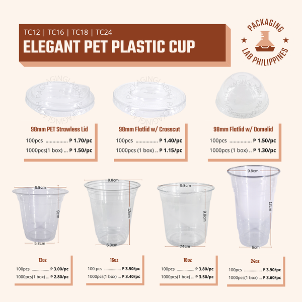 Elegant PET Plastic Cup / Cold Drinks Cup (12/16/18/24oz)
