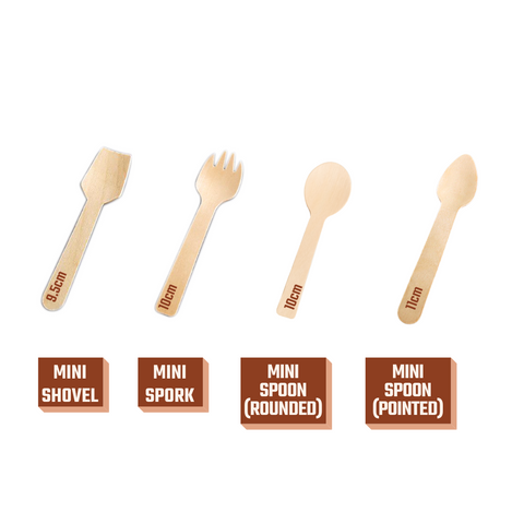 Mini Wooden Utensils (Mini Spork, Shovel, Spoon)