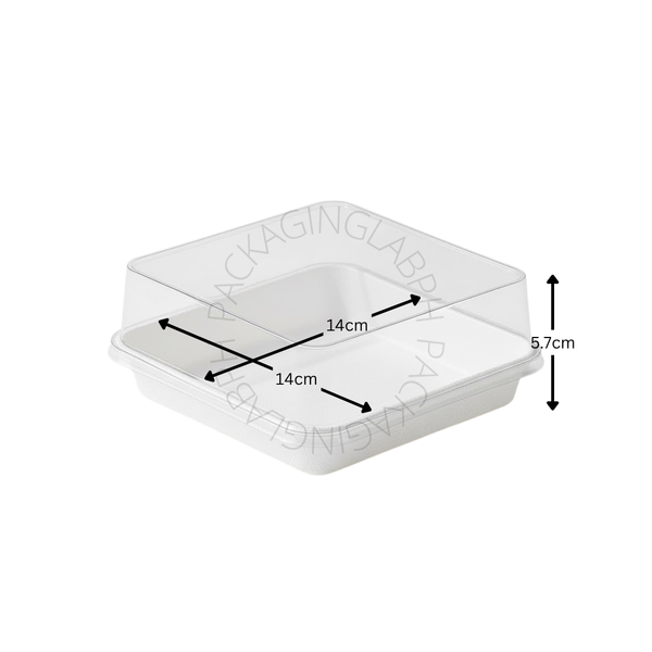 White Square Tray with Clear Lid