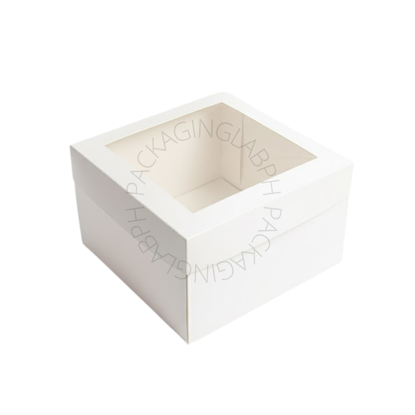 2-Pc White Cake Box with Window Lid