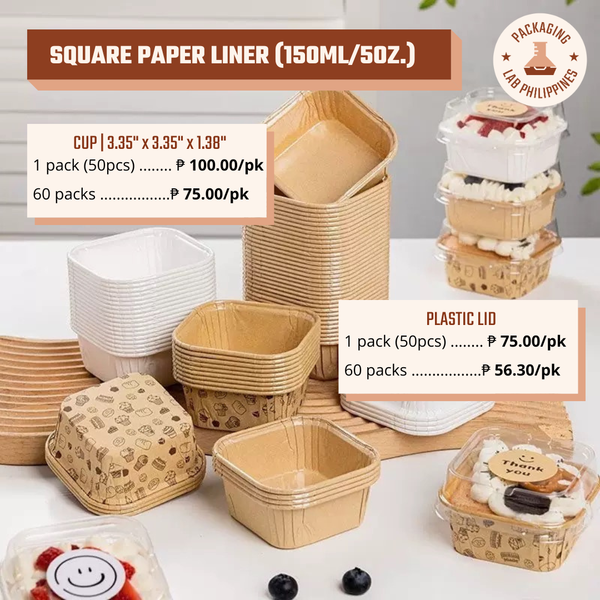 Greaseproof Square Cupcake Paper Liner (Lid available)