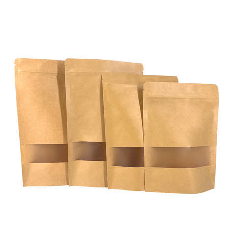 Kraft Stand Up Pouch with Window (6 Sizes)all