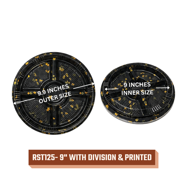 Round Sushi Trays (All Black / Printed)