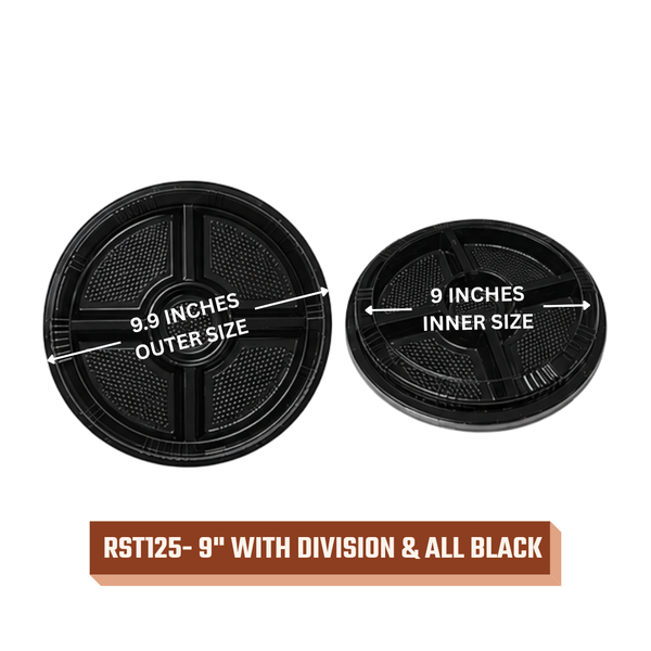 Round Sushi Trays (All Black / Printed)