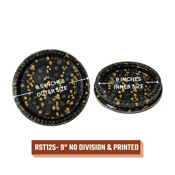 Round Sushi Trays (All Black / Printed)