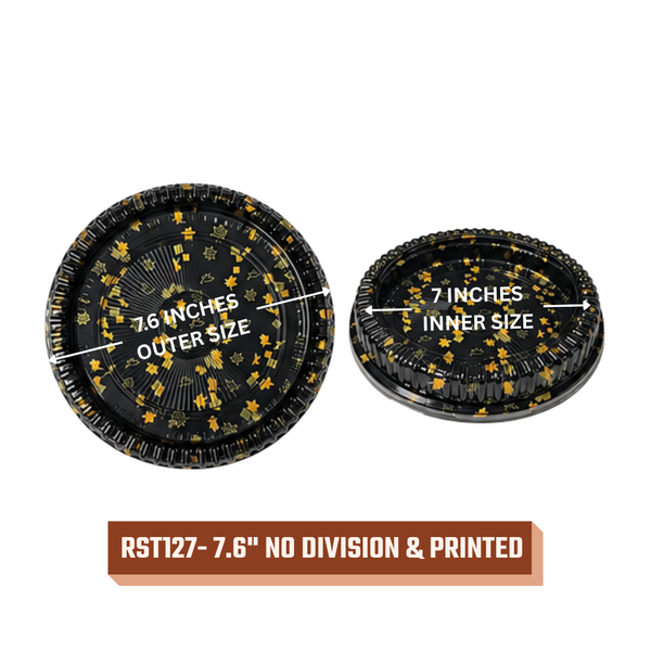 Round Sushi Trays (All Black / Printed)