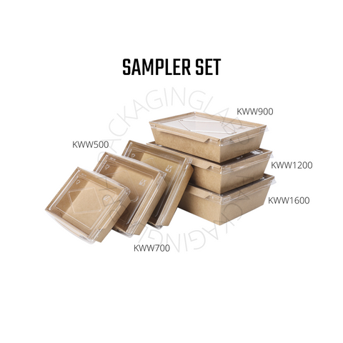 Kraft Box with Clear Lid - Sampler Set (5 Pieces)
