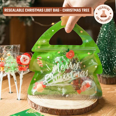 Resealable Christmas Loot Bag Zip Pouch - Christmas Tree