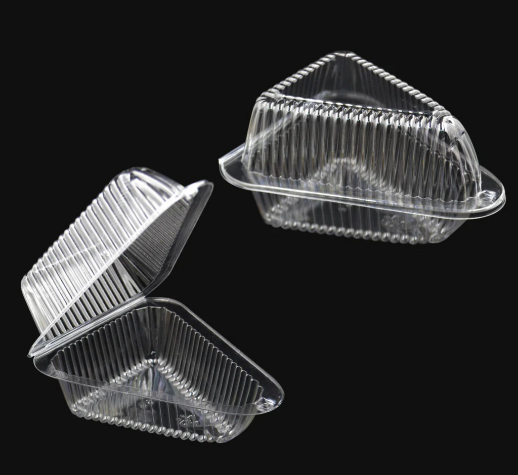Cake Slice Plastic Containers with Lids - Single 5“ Clear Medium Dome  Hinged Lid Cheesecake Container | Inbulks