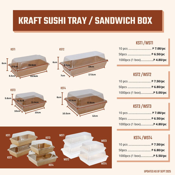 White / Kraft Sushi Tray ( 4 sizes)