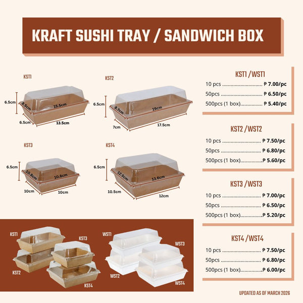 White / Kraft Sushi Tray ( 4 sizes)